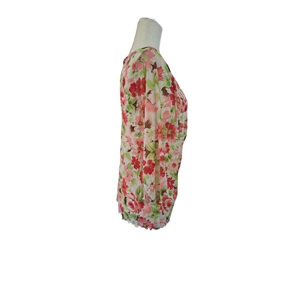 Avenue Women's 3/4 Sleeve Floral Multi Color Mesh Top Blouse 14-16 - Picture 4 of 8